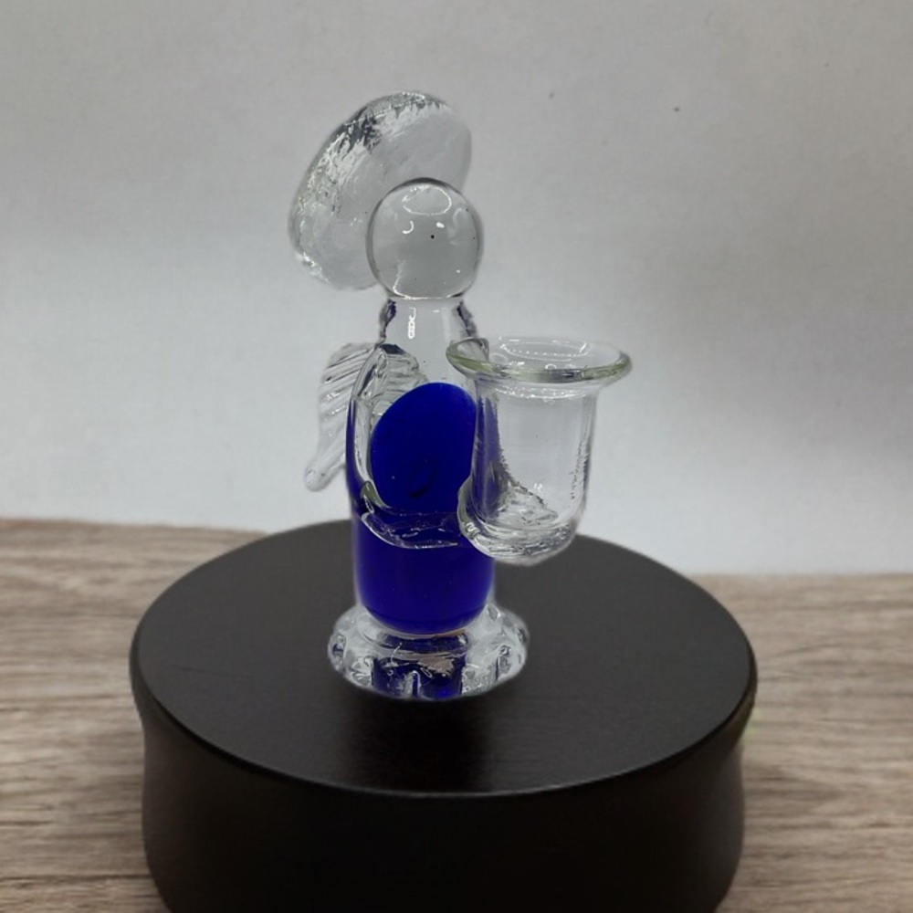 Vintage Art Glass Angel candle holder 6”